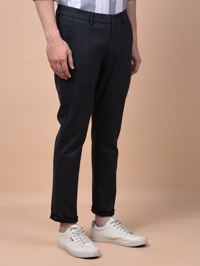 Streamlined Black Textured Trousers