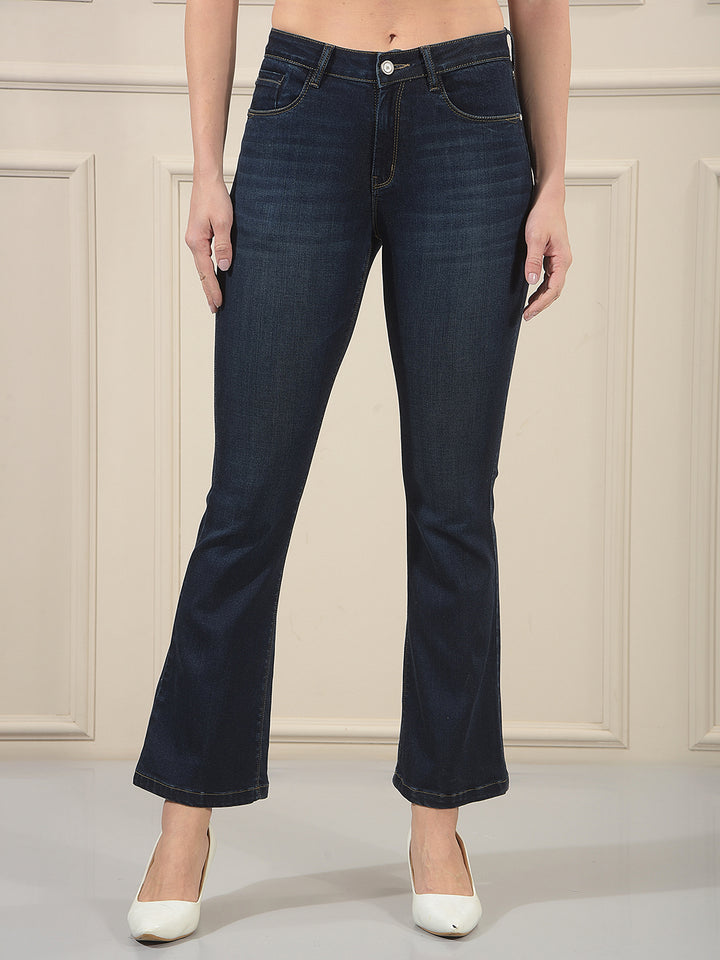 Structured Sky Blue Bootcut Jeans