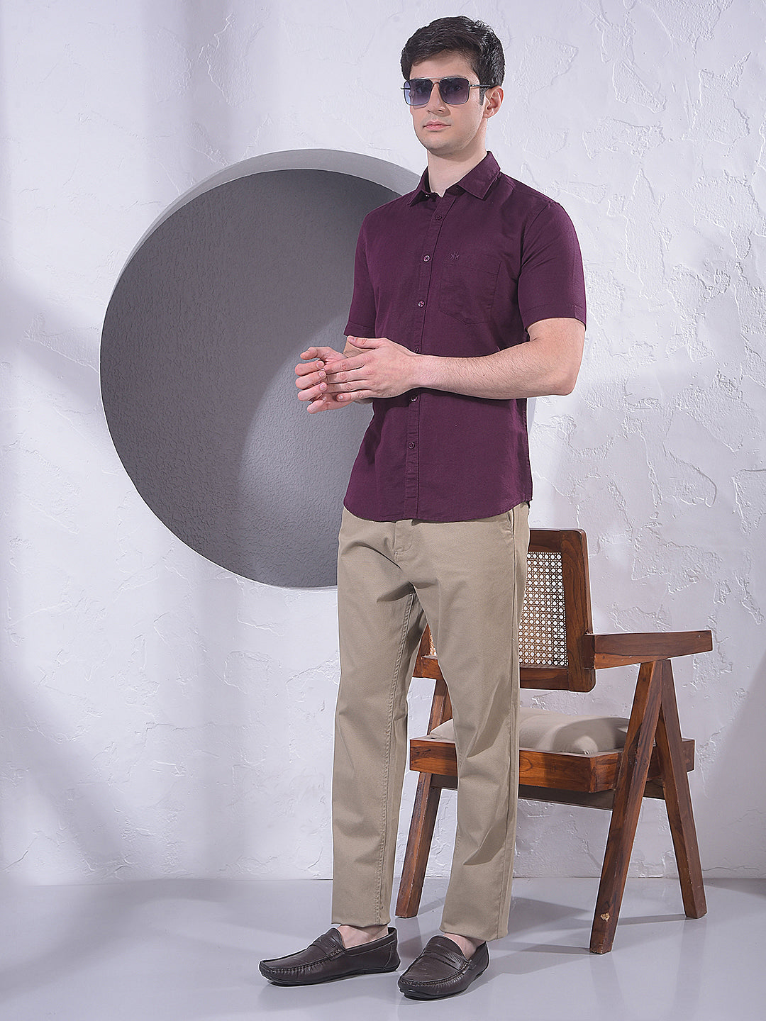 Chic Beige Printed Trousers