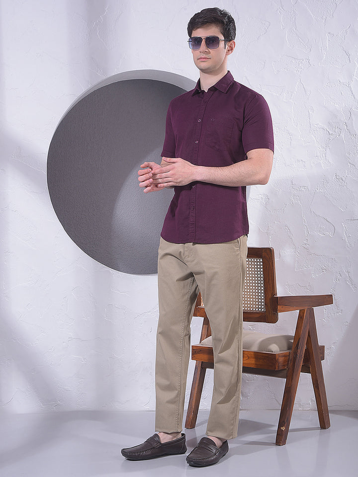 Chic Beige Printed Trousers