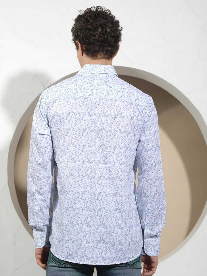 Blue Floral Print Shirt
