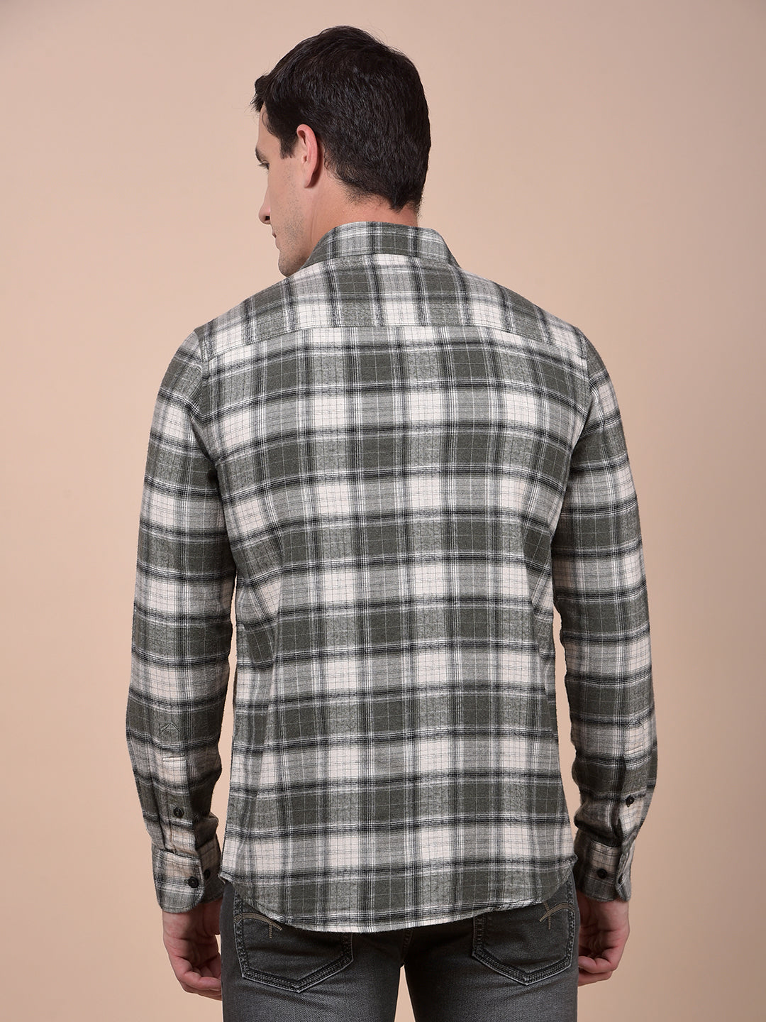 Olive Checked 100% Cotton Shirt