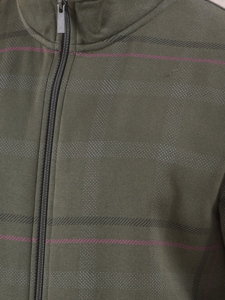 Classy Olive Checked Sweatshirt
