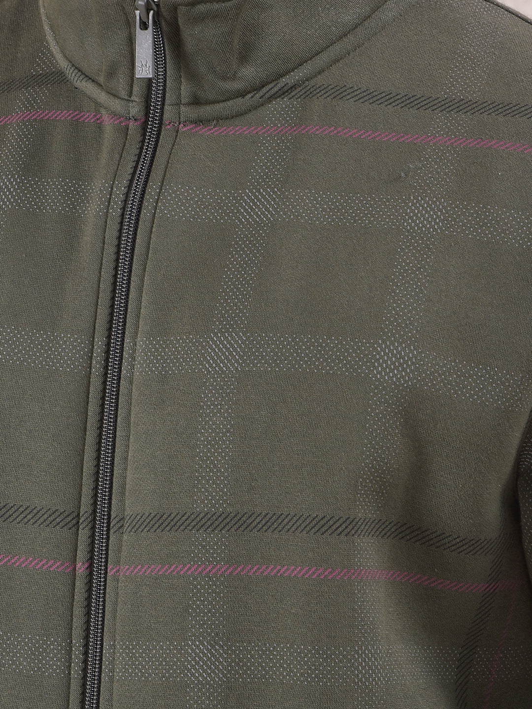 Classy Olive Checked Sweatshirt
