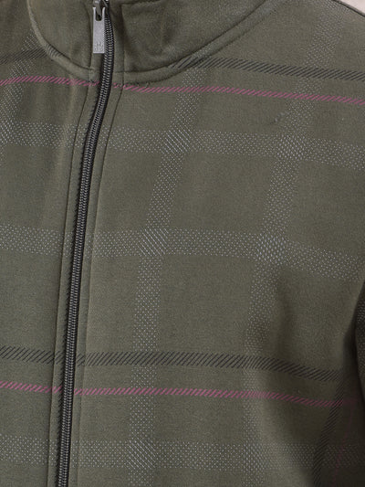 Classy Olive Checked Sweatshirt