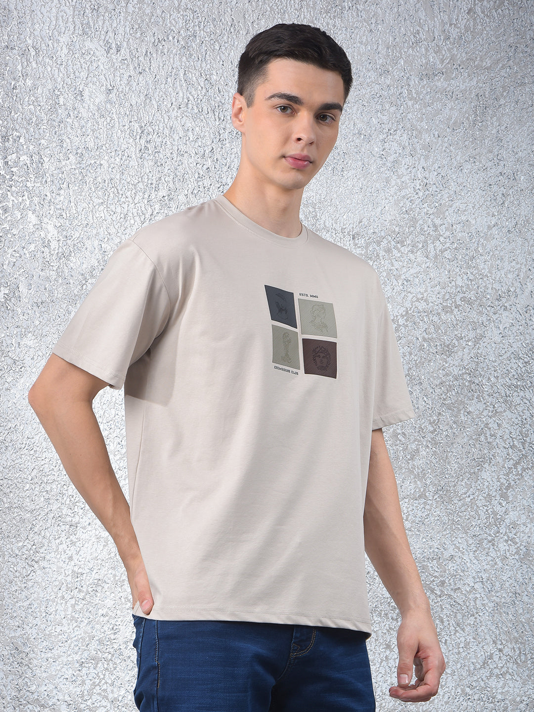 Beige Graphic Print T-Shirt