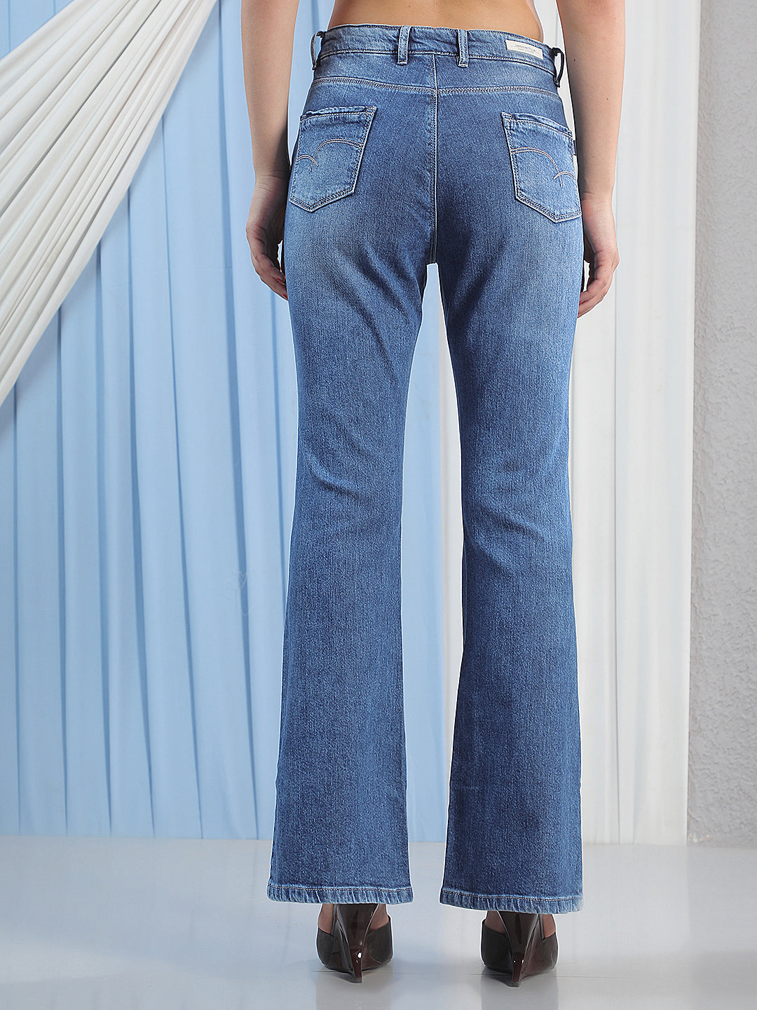 Structured Azure Blue Bootcut Jeans