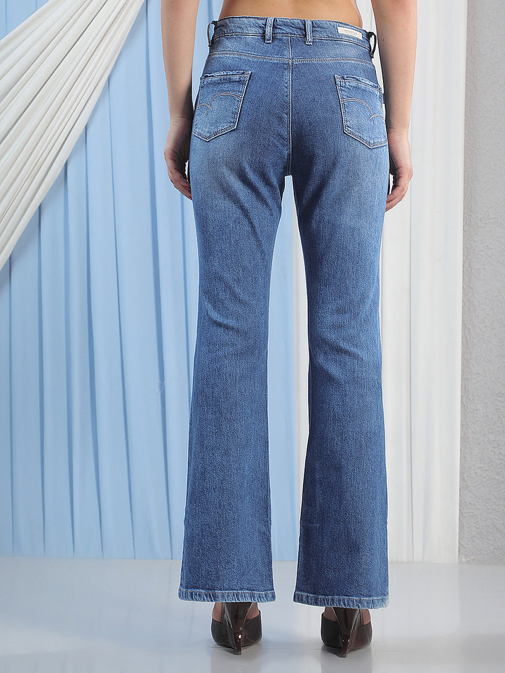 Structured Azure Blue Bootcut Jeans