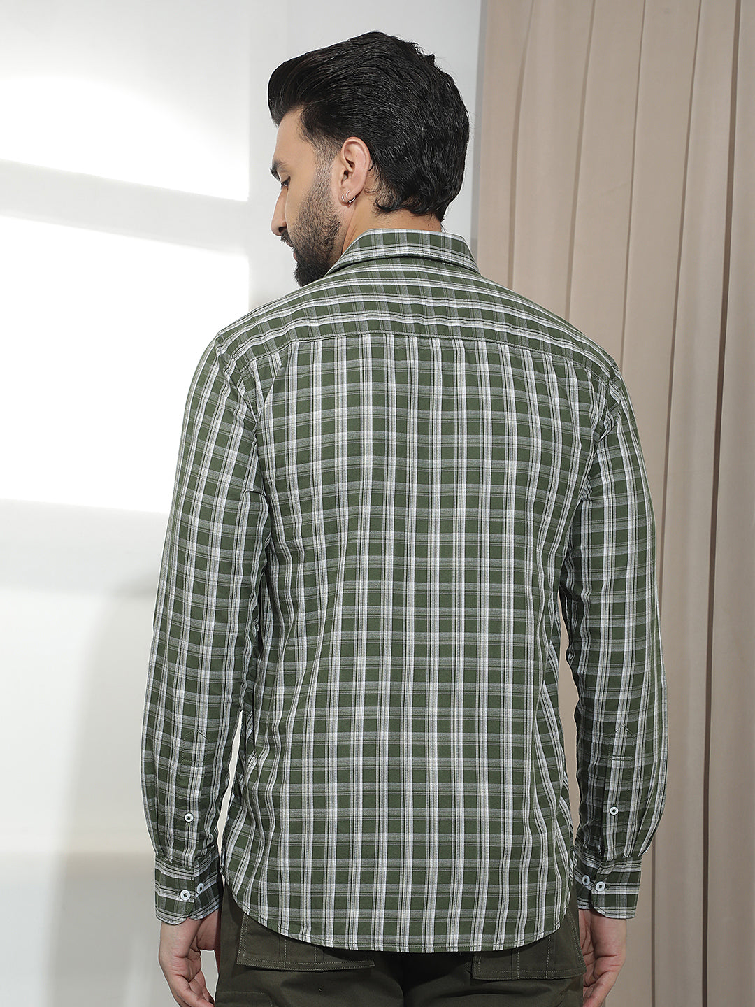 Green 100% Cotton Checked Shirt