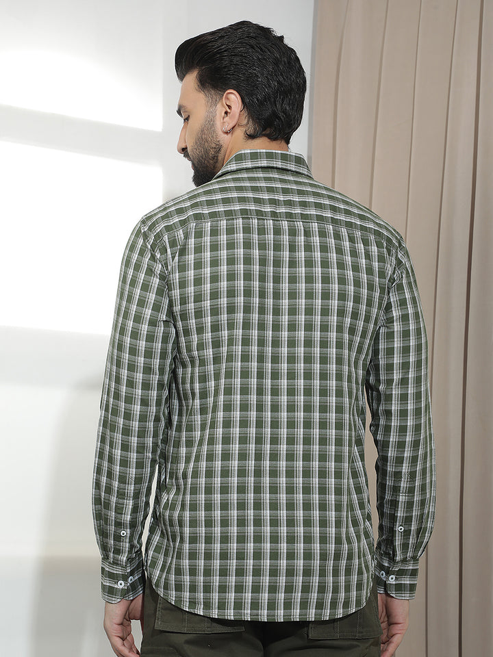 Green 100% Cotton Checked Shirt