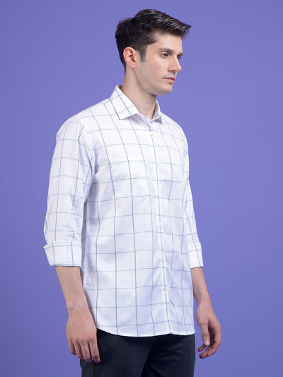 White Windowpane Check 100% Cotton Shirt