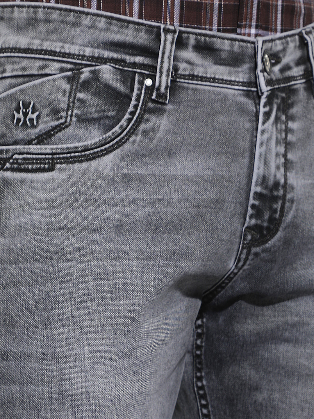 Grey Cotton Straight Jeans
