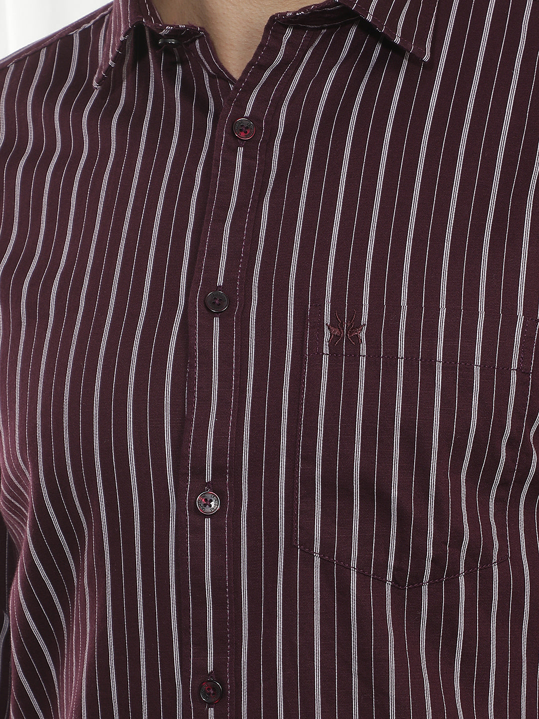Wine Vertical Striped Shirt