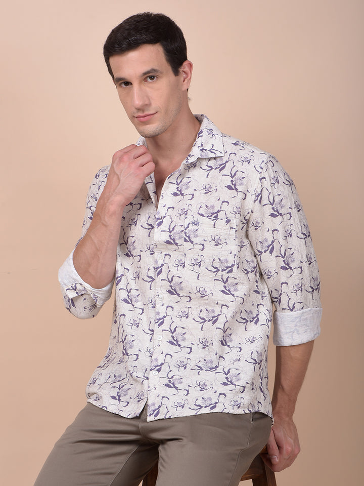 Purple Floral Print Shirt