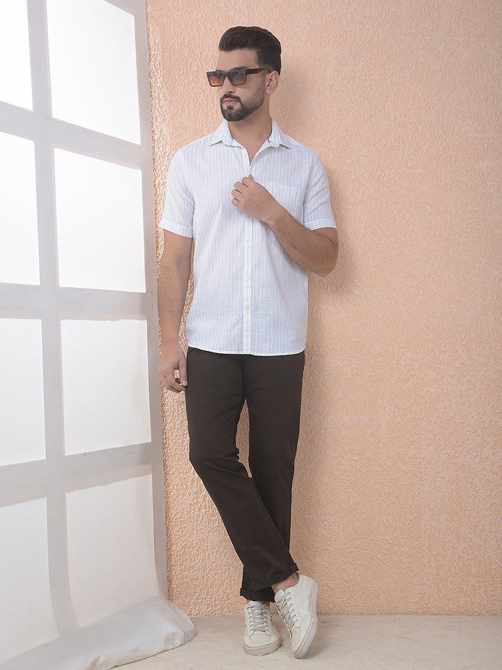 White Vertical Stripes 100% Cotton Shirt
