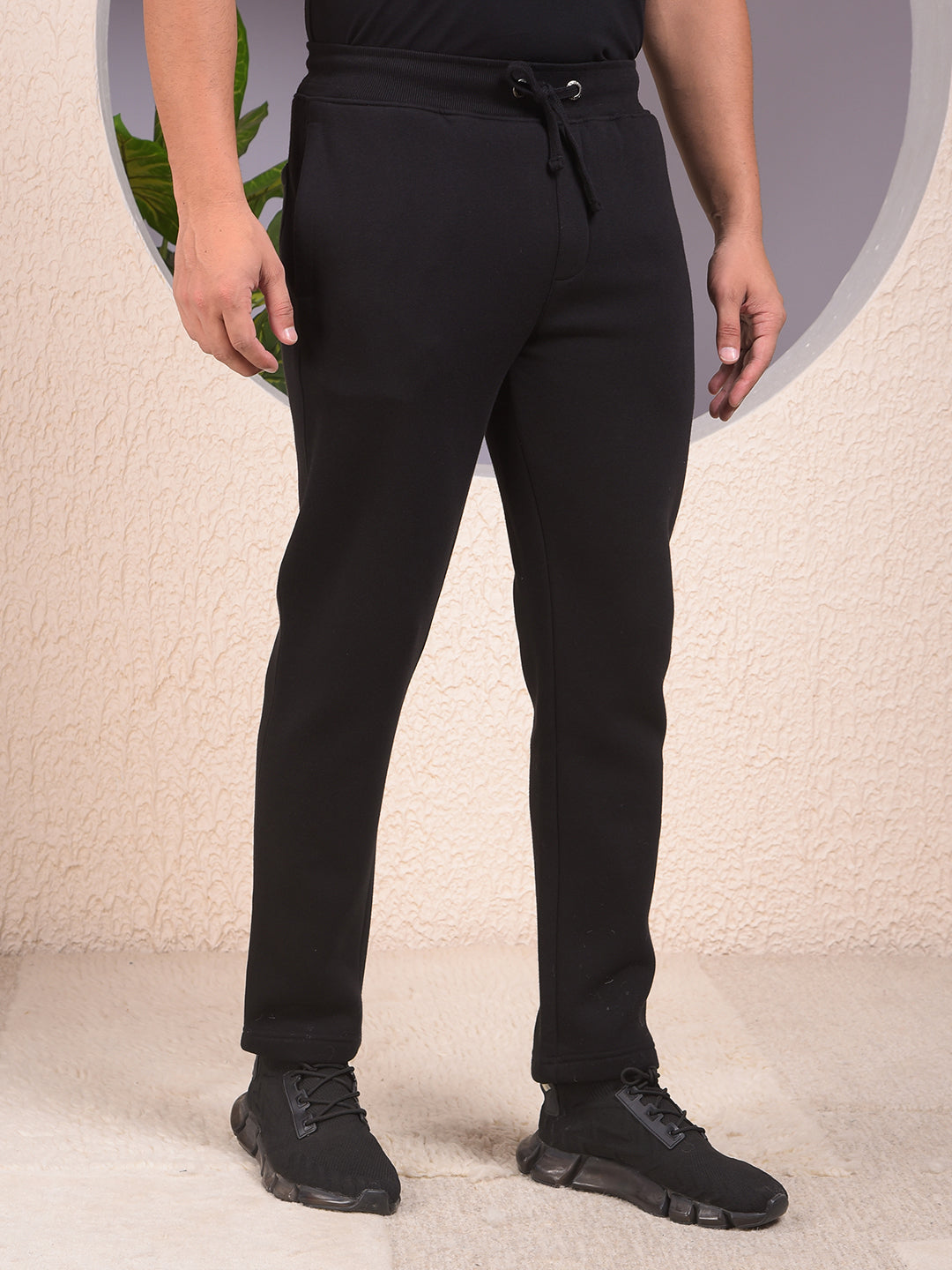 Black Comfortable Knitted Trackpants