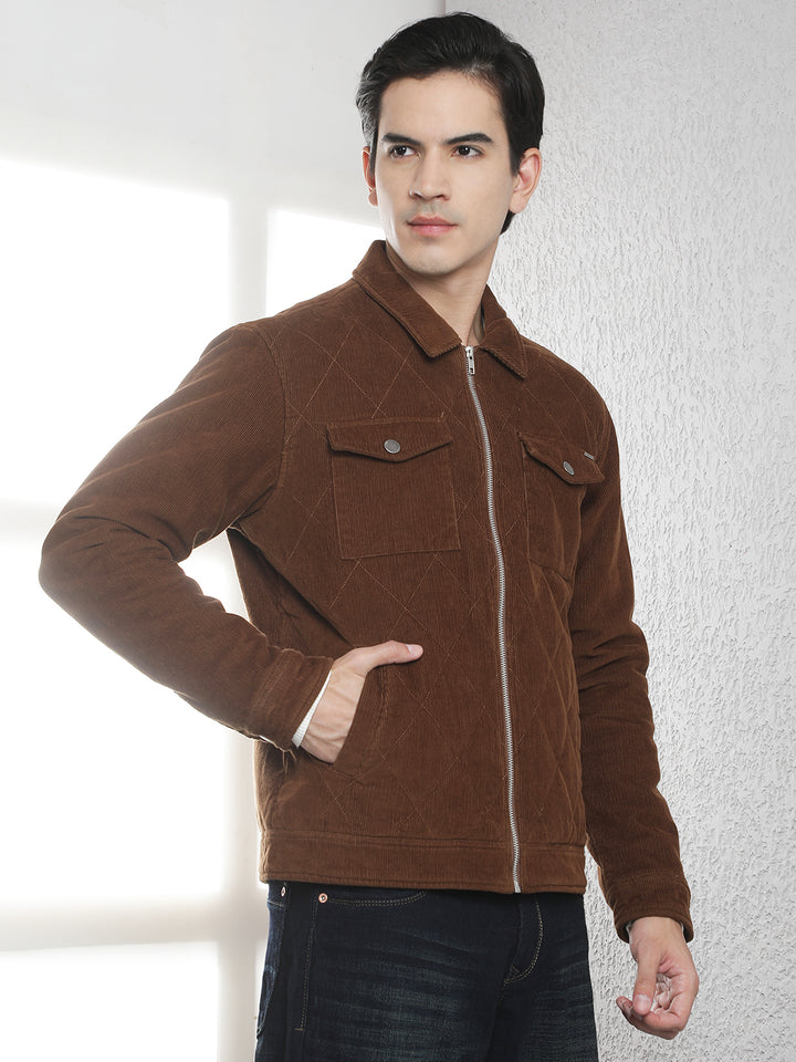 Brown Cotton Corduroy Shacket