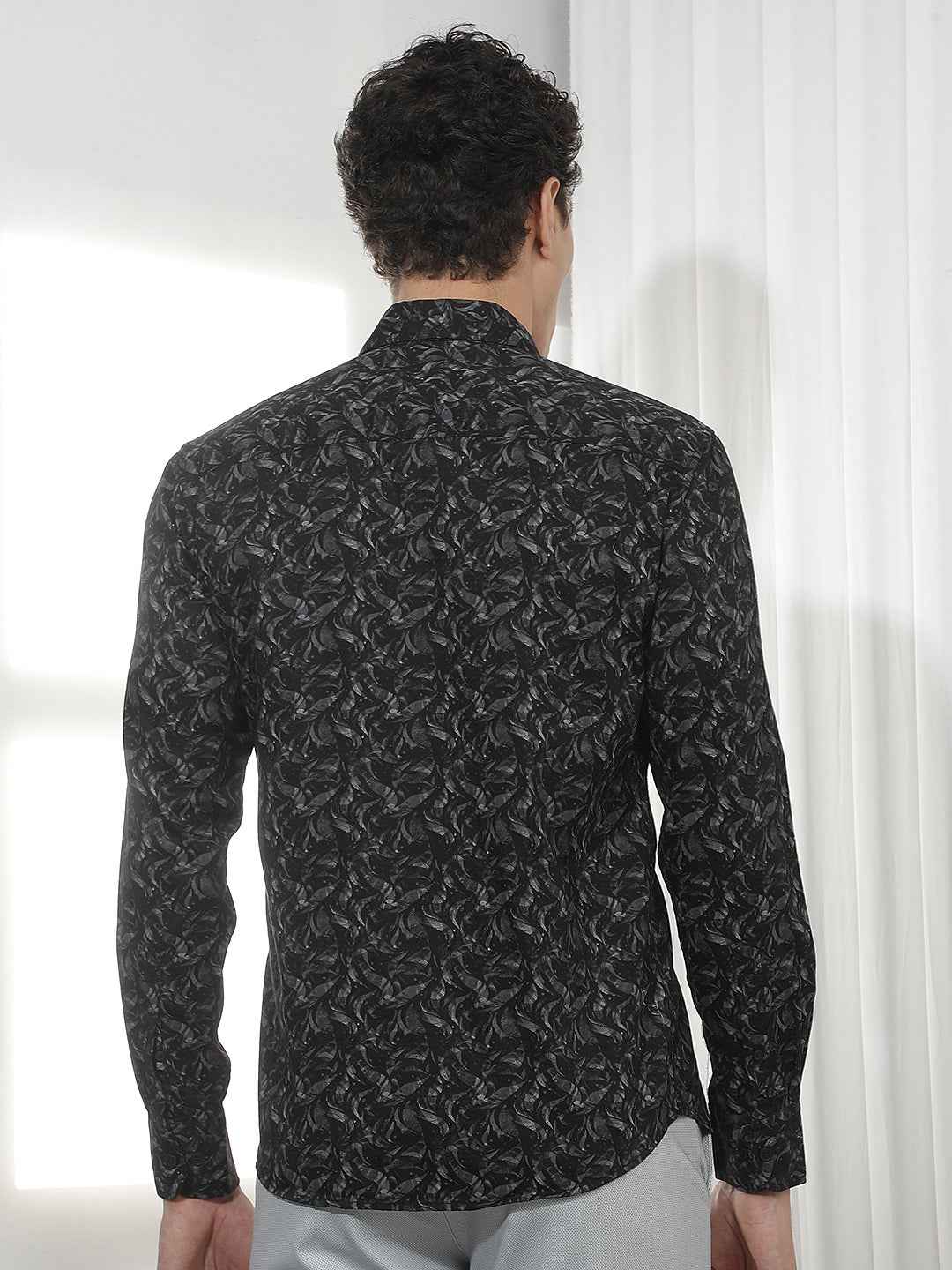 Black Abstract Print 100% Cotton Shirt