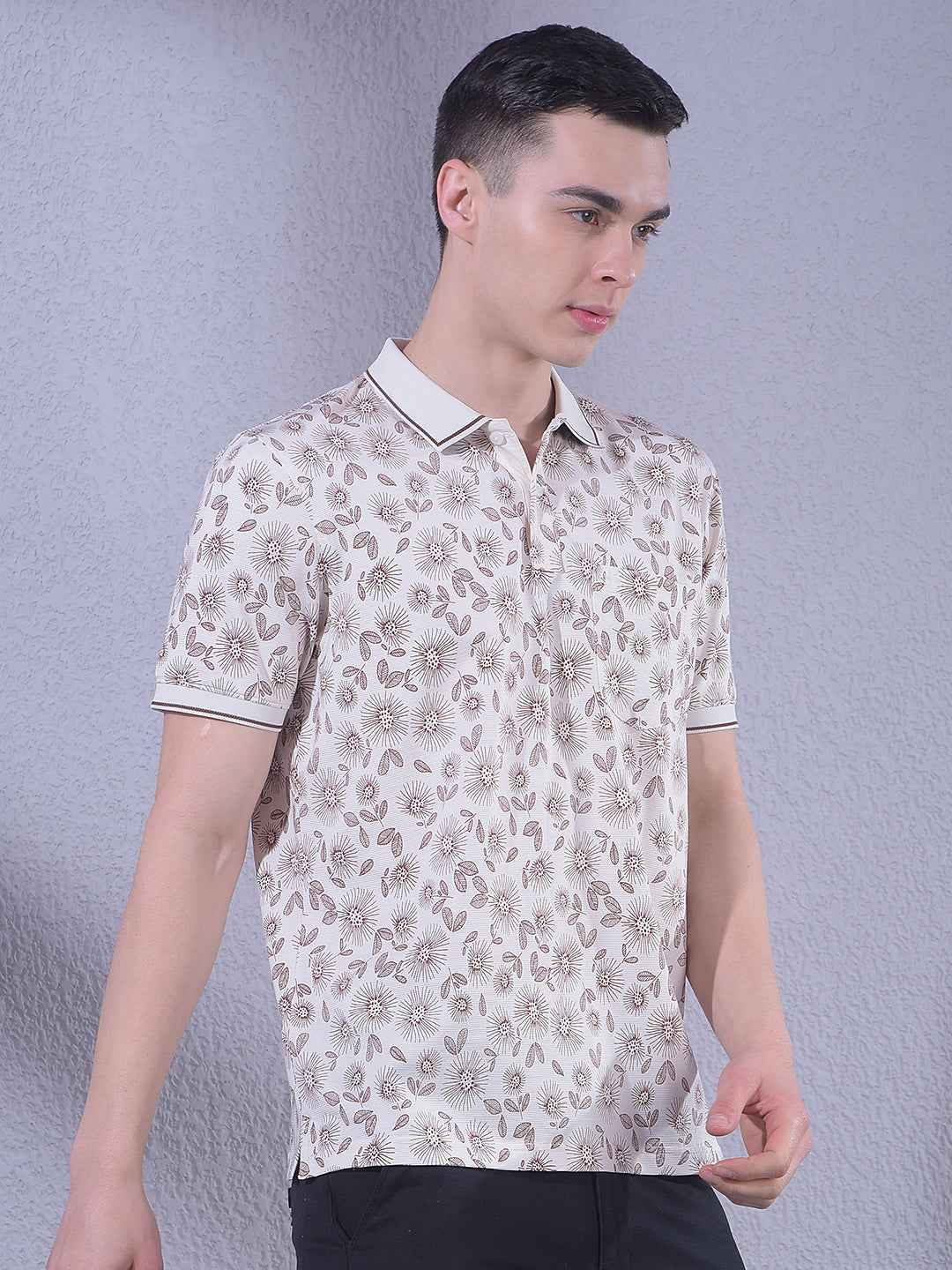 Brown Floral Print T-Shirt