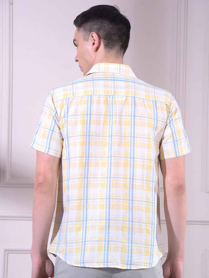 Yellow Linen Checked Shirt