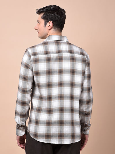 Brown Checked 100% Cotton Shirt