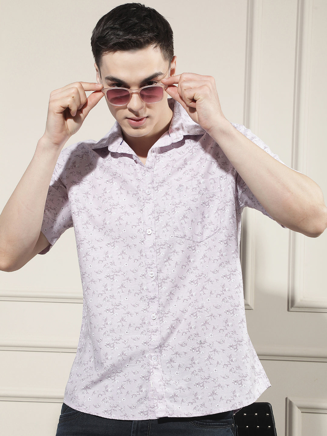 Pink Floral Print Shirt
