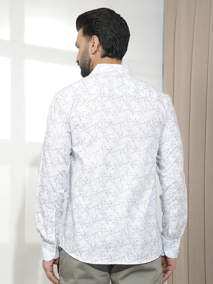 Grey Botanical Print Shirt