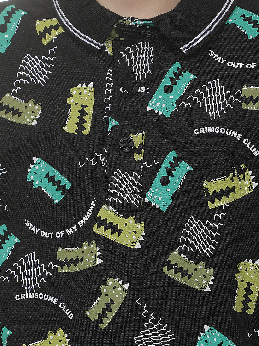 Black Abstract Print Polo T-Shirt