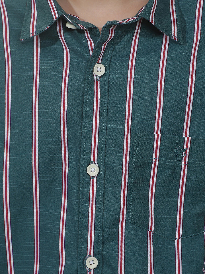 Green Vertical Stripes Shirt