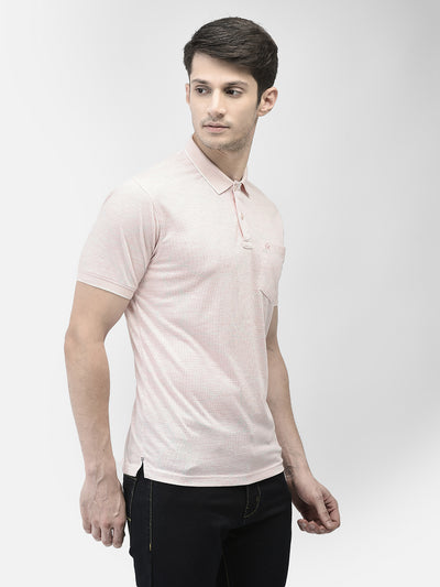 Pink Printed Polo Neck T-Shirt