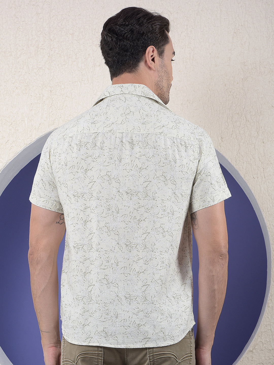 Sand Whisper Beige Floral Printed Shirt