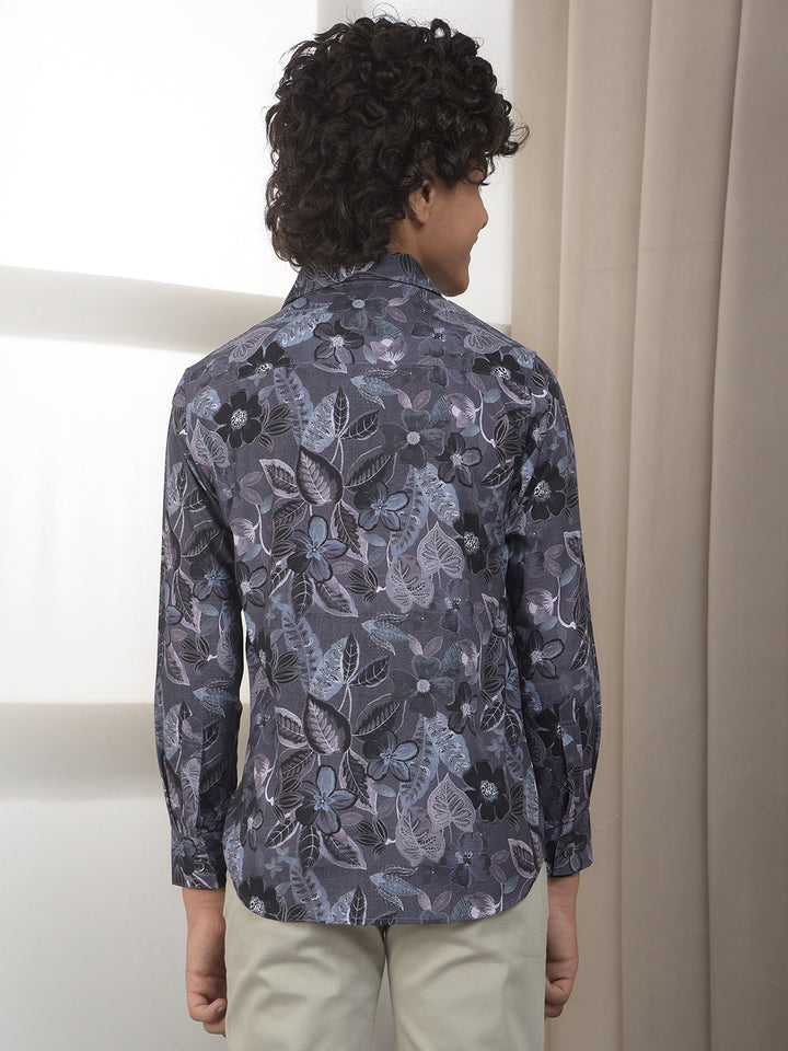Grey Floral Print Shirt
