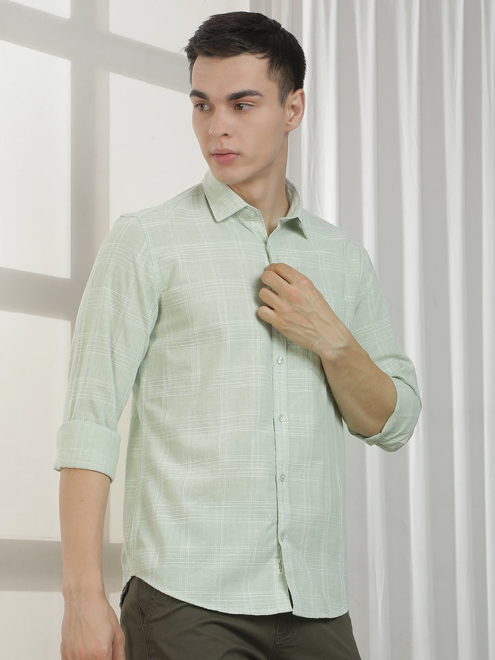 Essential Olive Green Checked Shirt