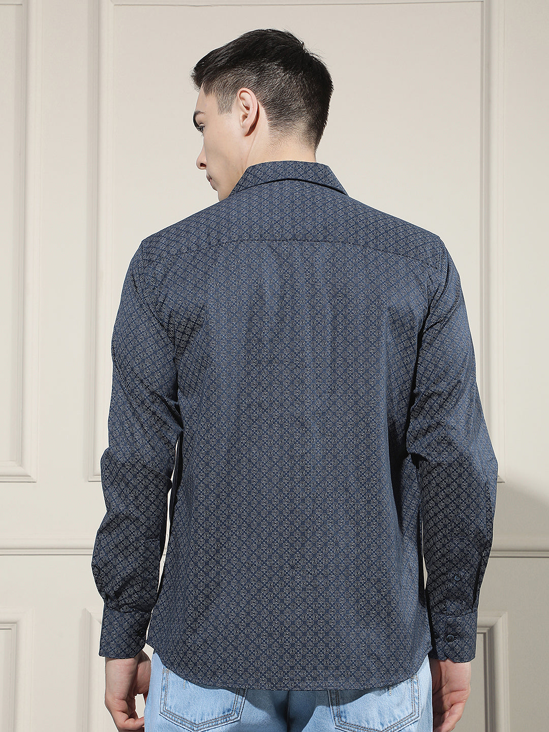 Refined Deep Blue Printed Shirt