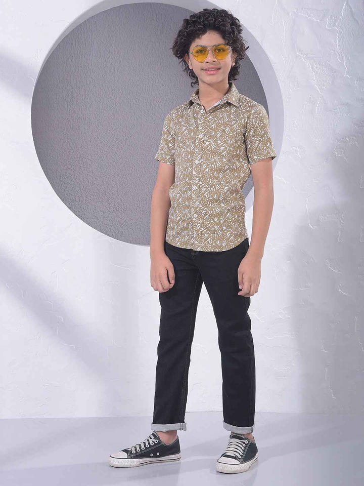 Brown Printed 100% Cotton Shirt