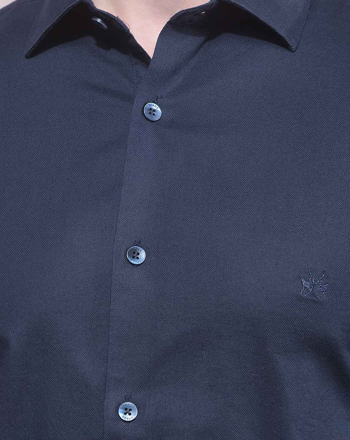 Sleek Navy Comfortable Casual Shirt