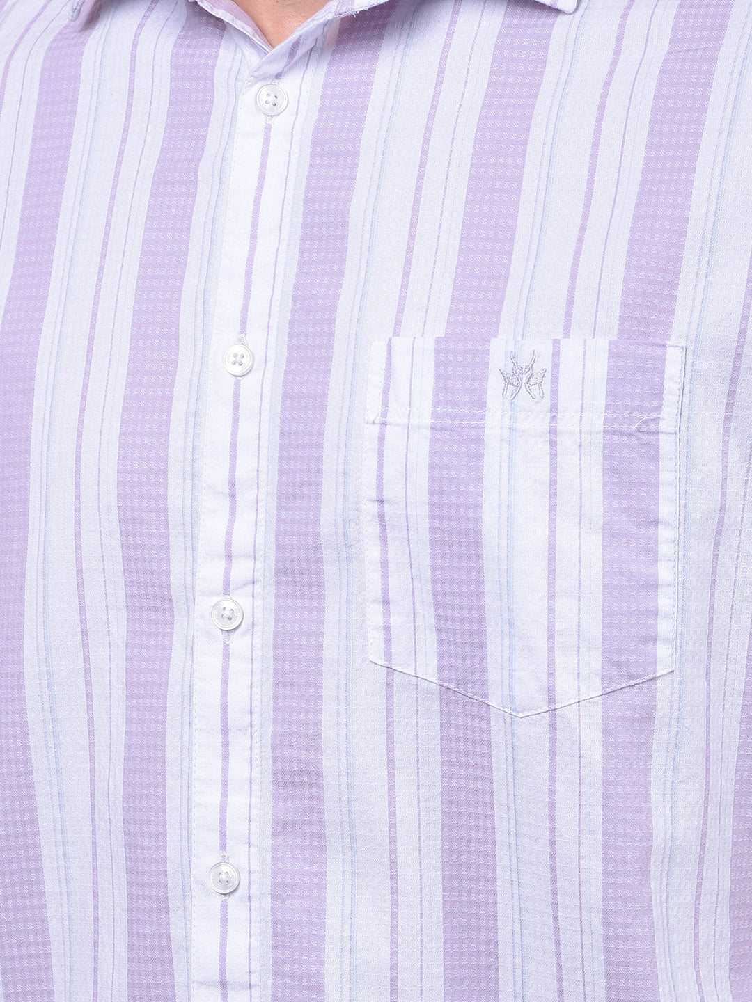 Purple Vertical Stripes 100% Cotton Shirt