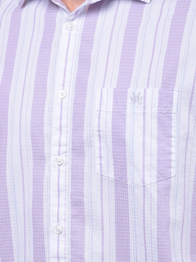 Purple Vertical Stripes 100% Cotton Shirt