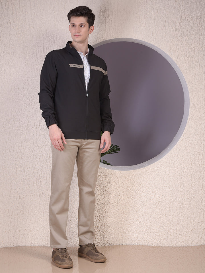 Black Contrast Tape Sweatshirt