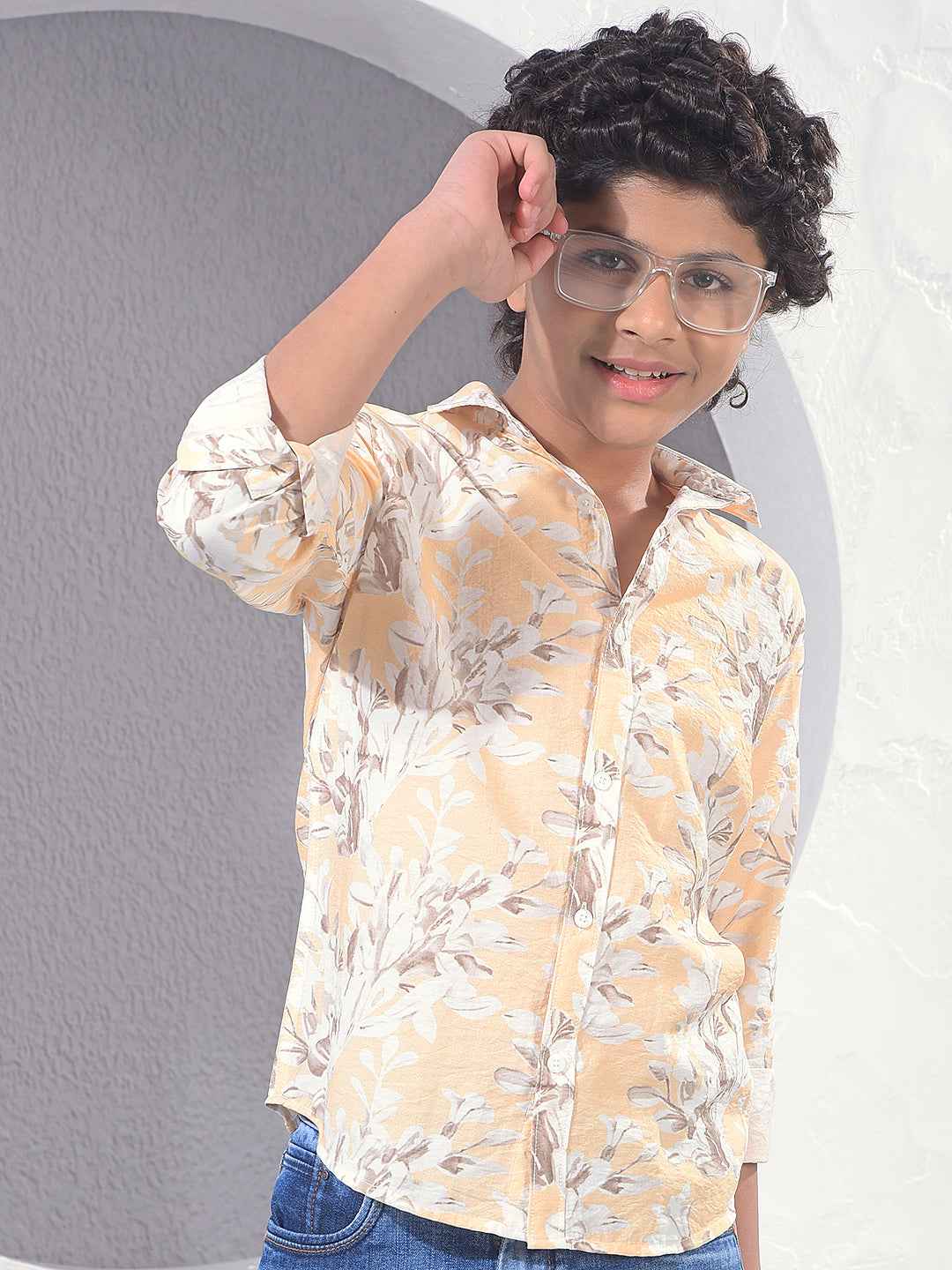 Yellow Floral Print Shirt