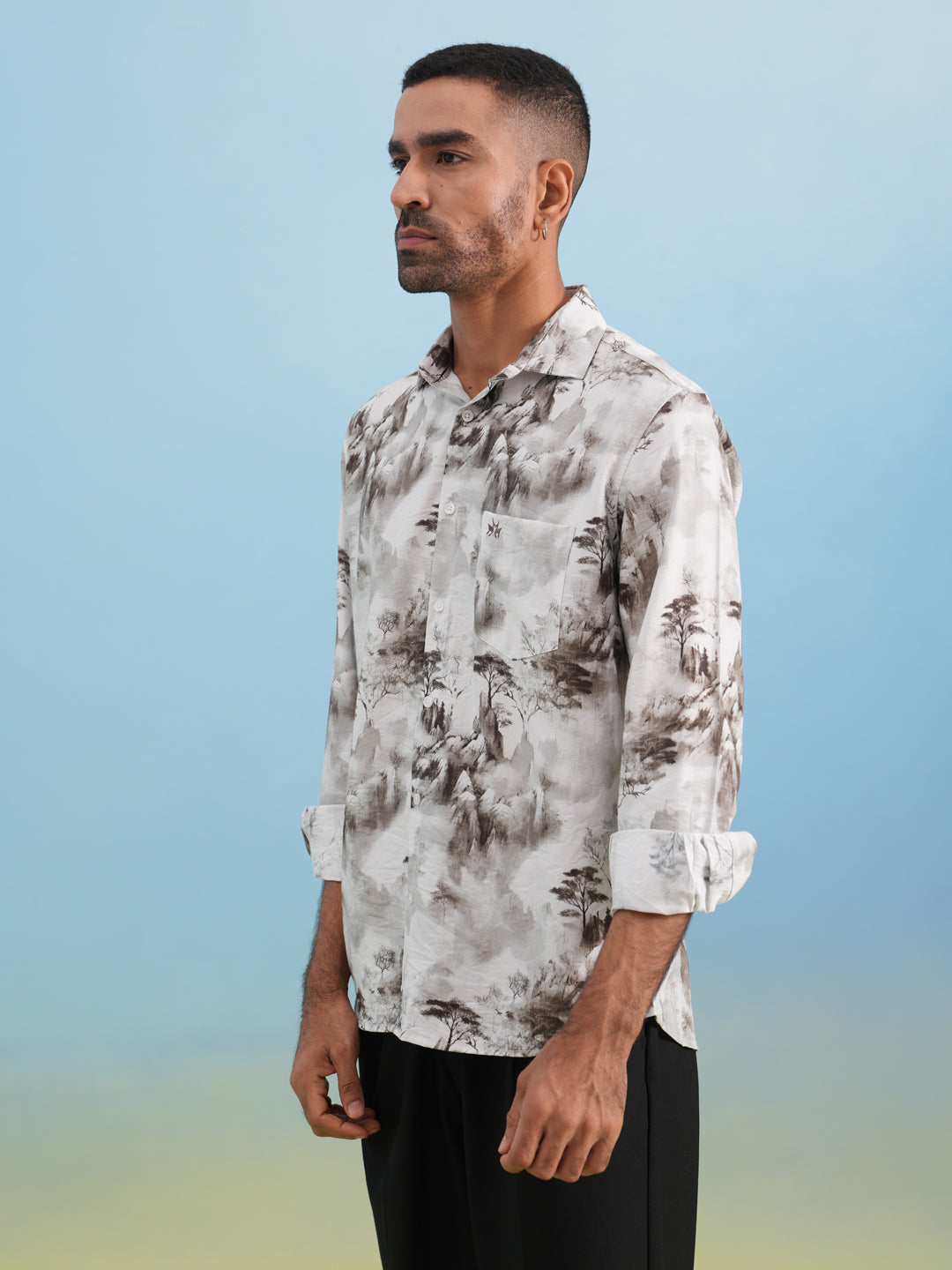 Brown Floral Print Shirt