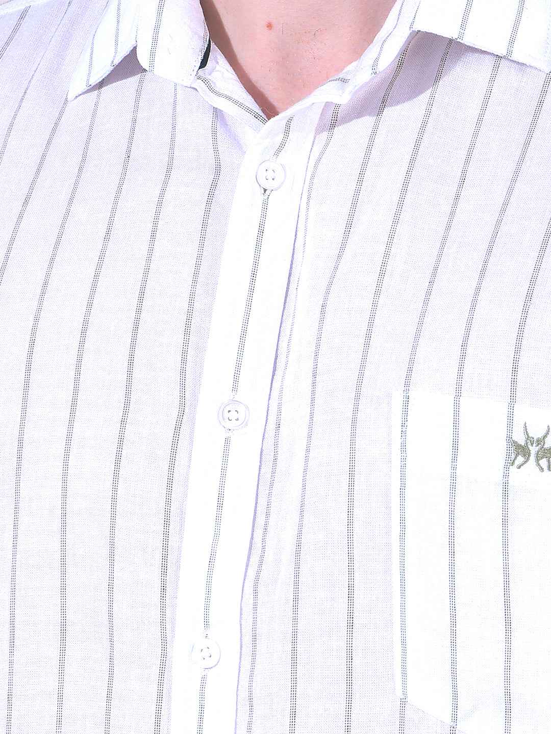 White Vertical Stripes Linen Shirt