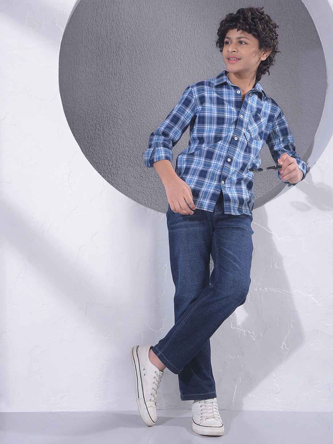 Blue Checked 100% Cotton Shirt