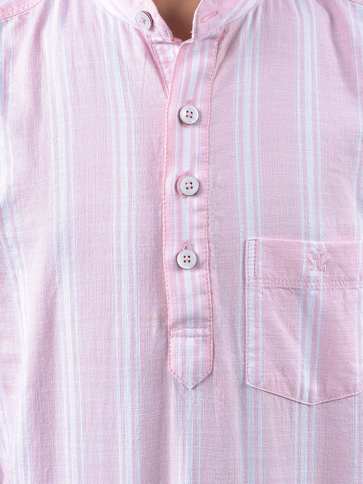 Pink Vertical Stripes 100% Cotton Shirt-Boys Shirts-Crimsoune Club