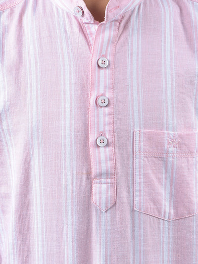 Pink Vertical Stripes 100% Cotton Shirt-Boys Shirts-Crimsoune Club