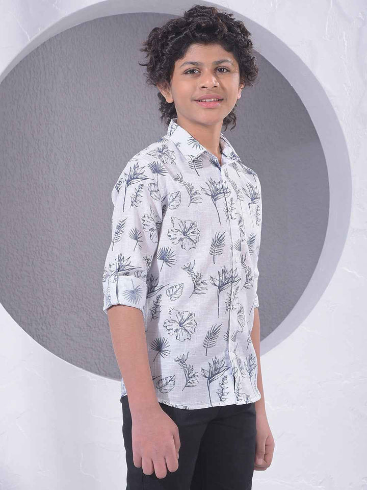 White Floral Print Shirt