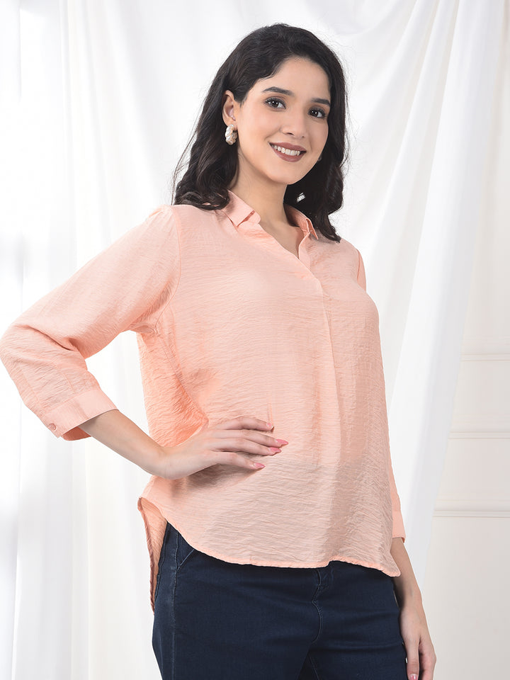 Blush Peach Airy Weave Fluid Fit Top