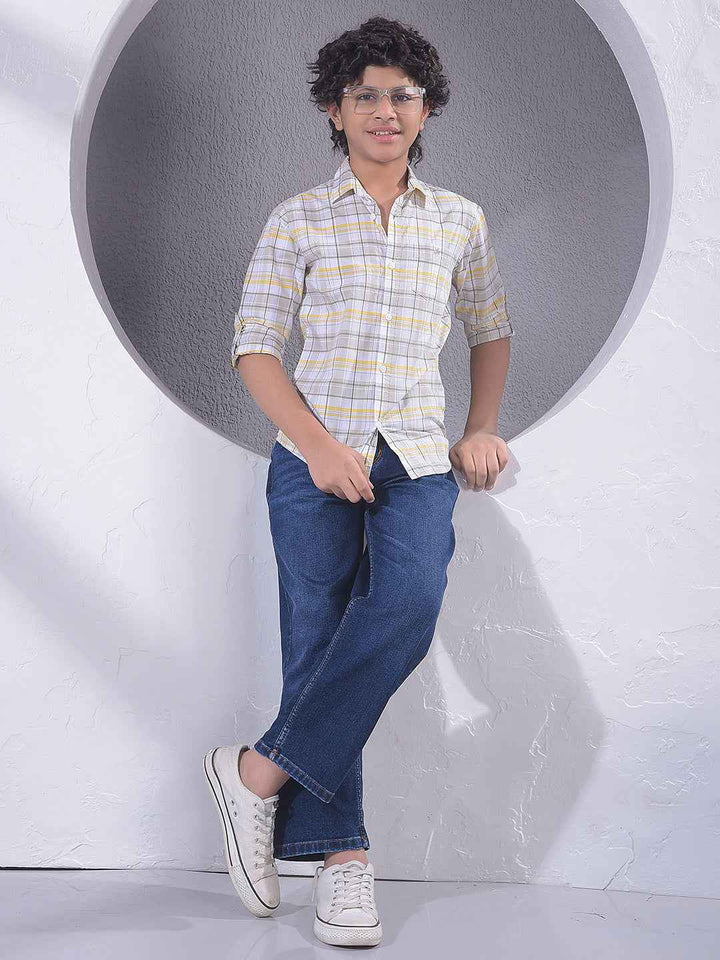 Yellow Checked 100% Cotton Shirt