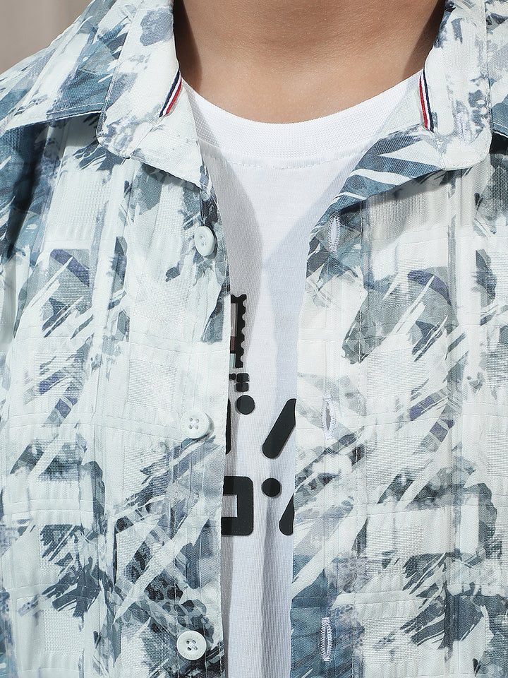 Blue Graphic Print Shirt with T-Shirt