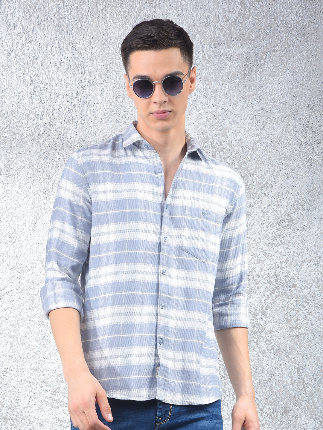 Grey Checked Shirt-Men Shirts-Crimsoune Club